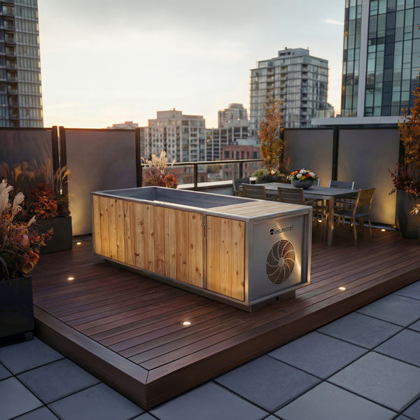 LeisureCraft Flow Cold Plunge, stainless steel tub in cedar housing