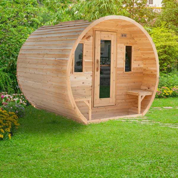 LeisureCraft CT Elation Sauna on a lawn