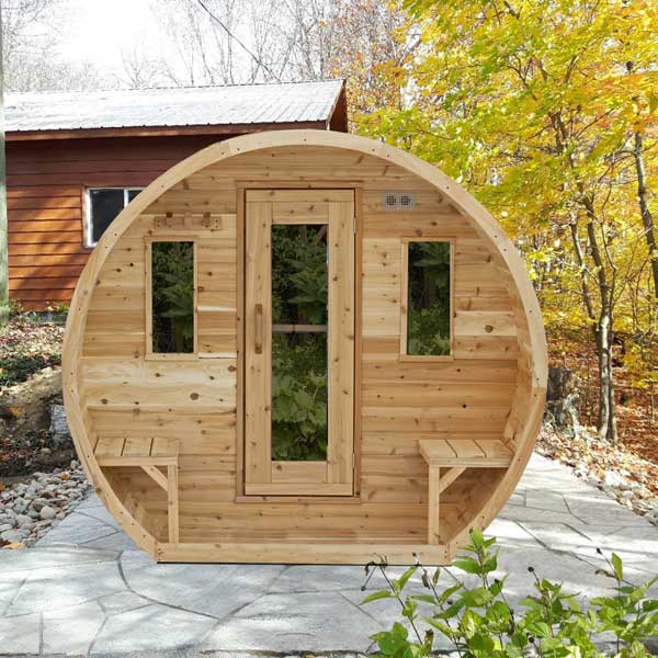 LeisureCraft CT Elation Sauna exterior on a patio