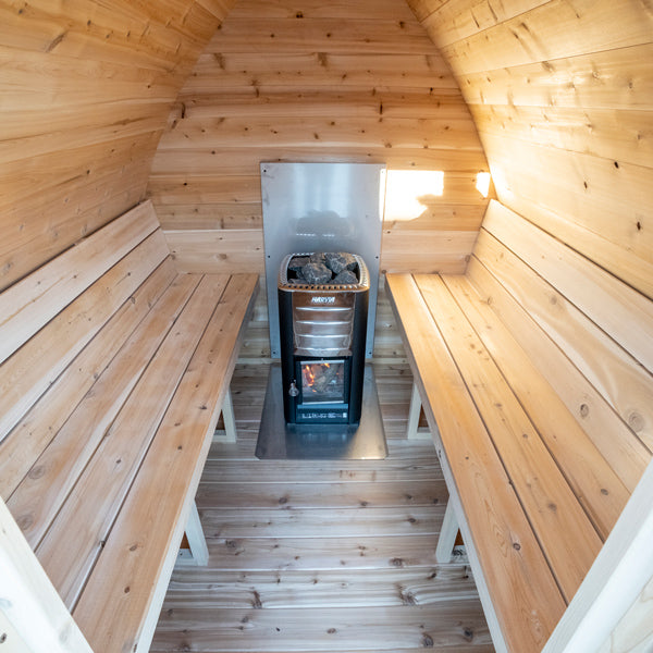 LeisureCraft CT MiniPOD Sauna interior with heater