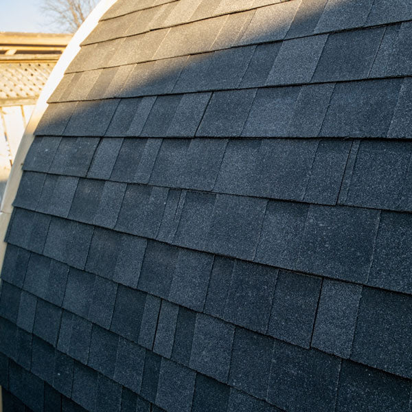 LeisureCraft CT MiniPOD Sauna asphalt shingle roof detail