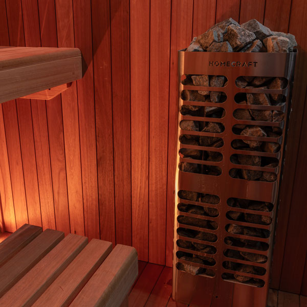 LeisureCraft CT Element Studio Indoor Sauna heater and stones