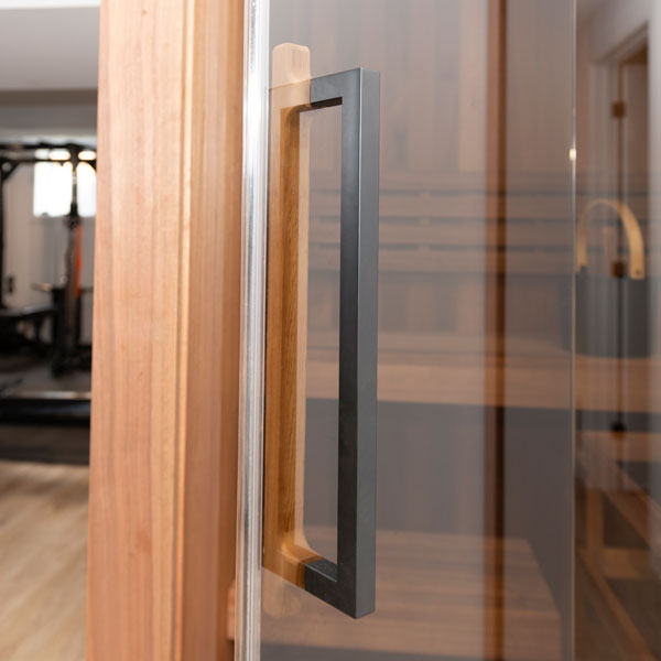 LeisureCraft CT Element Nook Indoor Sauna door frame detail