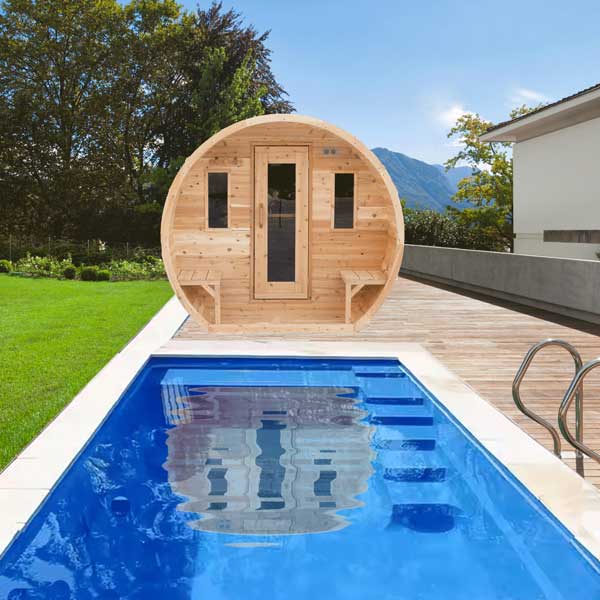LeisureCraft CT Elation Sauna beside a pool