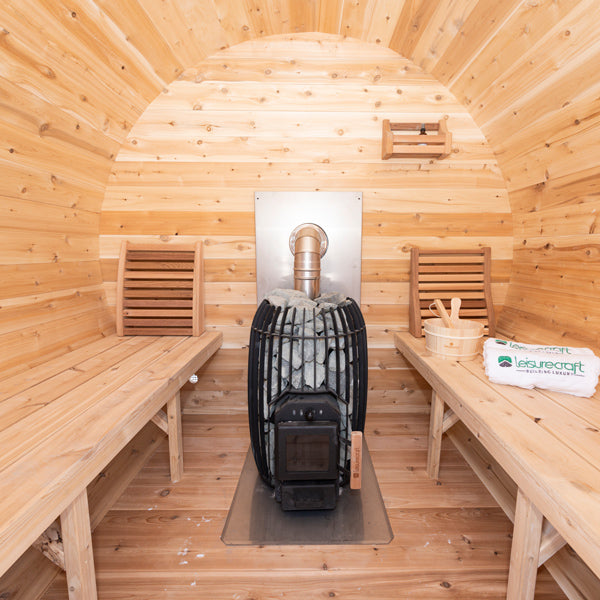 LeisureCraft CT Elation Sauna interior with heater and flat floor
