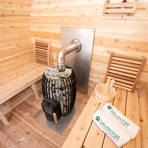 LeisureCraft CT Elation Sauna interior with heater and backrest