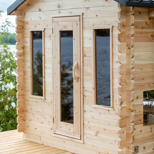 LeisureCraft CT Cabin Sauna door and window detail