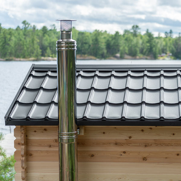 LeisureCraft CT Cabin Sauna roof and chimney detail