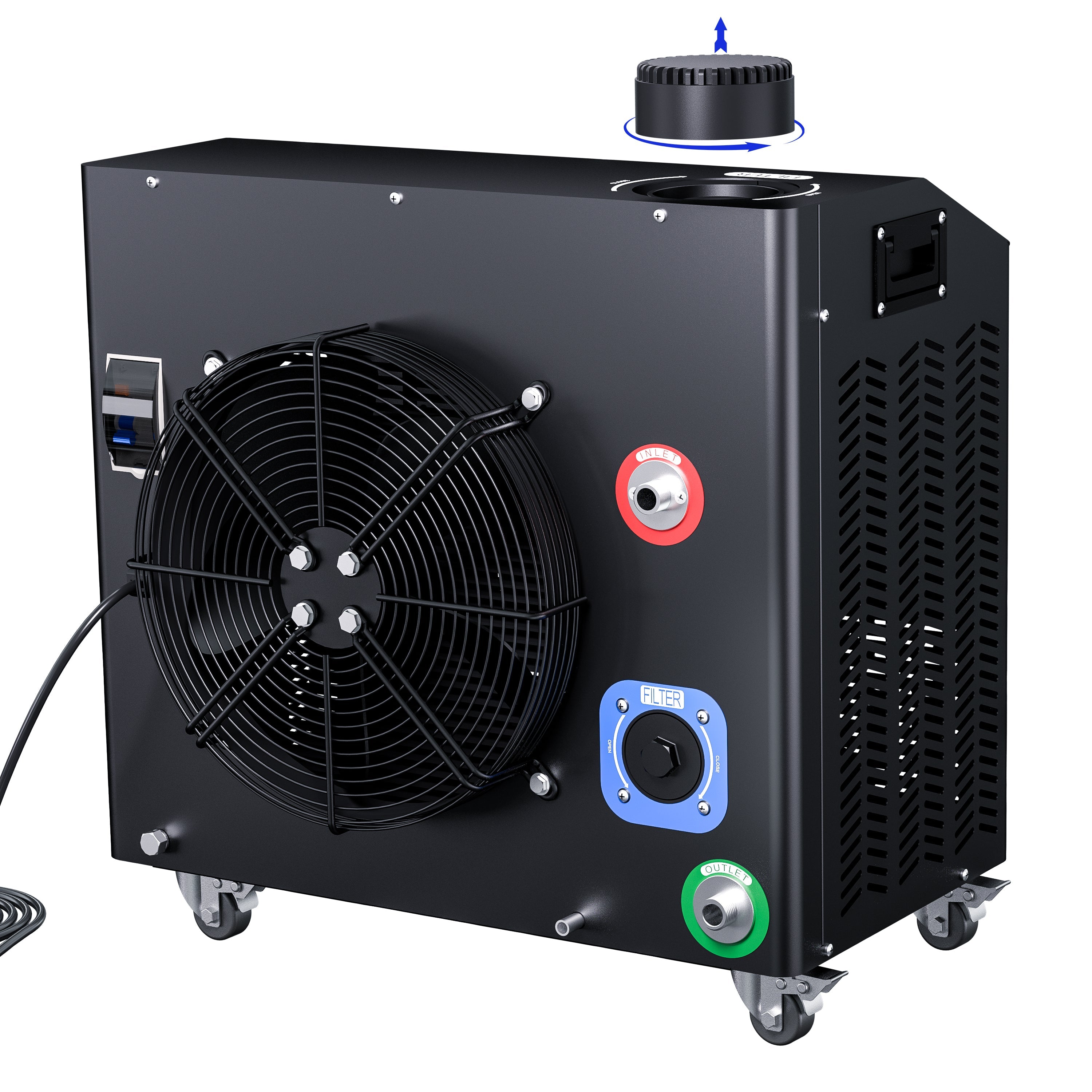 Basic Edition chiller, rear view showing filter